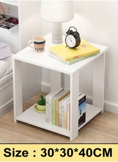 fashionhome 2-Tiers Multifunction Bedside Table Nightstand Simple Modern Small Mini Storage Cabinet Coffee Table for Living Room Bedroom Home Office Furniture 30x30x40 cm  - Image 2