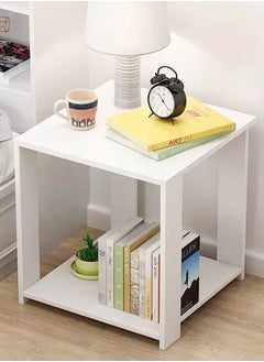 fashionhome 2-Tiers Multifunction Bedside Table Nightstand Simple Modern Small Mini Storage Cabinet Coffee Table for Living Room Bedroom Home Office Furniture 30x30x40 cm  - Image 1