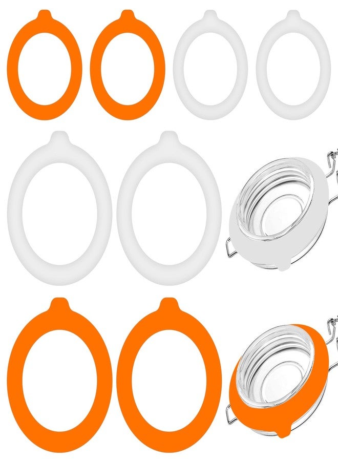 Notoke 8 PCS Silicone Jar Gaskets - 4x3.75" & 4x4.5" Rubber Seals Rings for Glass Jars, White & Orange Airtight Leakproof Replacement Gaskets for Mason Regular Mouth Canning Jars - Image 1