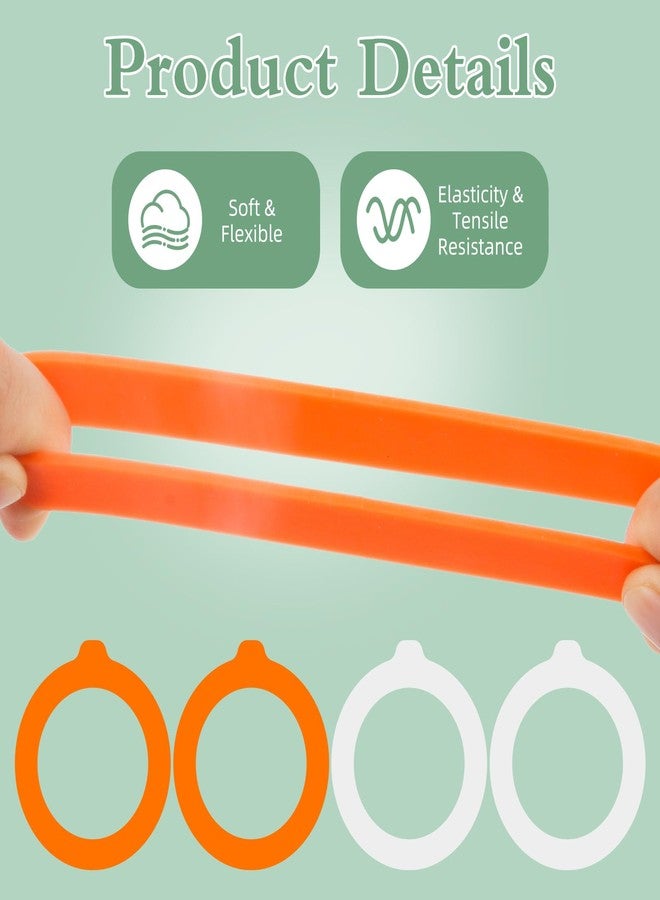 Notoke 8 PCS Silicone Jar Gaskets - 4x3.75" & 4x4.5" Rubber Seals Rings for Glass Jars, White & Orange Airtight Leakproof Replacement Gaskets for Mason Regular Mouth Canning Jars - Image 3