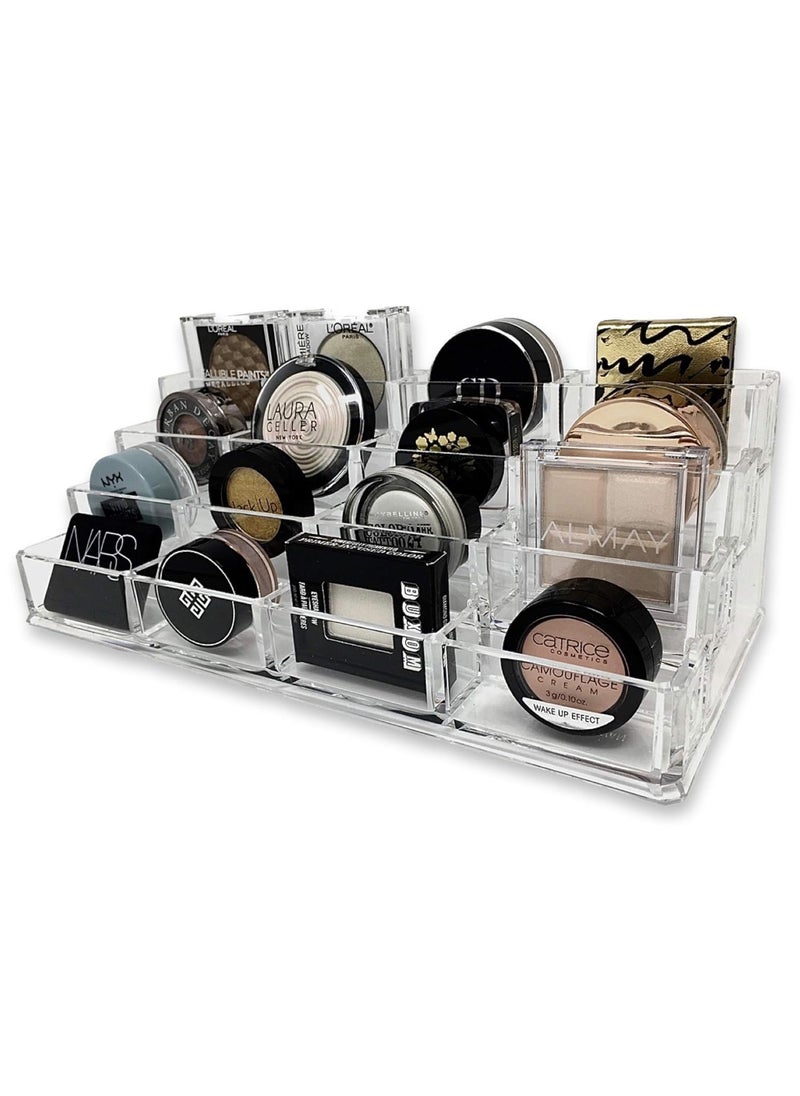 BY ALEGORY - byAlegory Tiered Eyeshadow Makeup Organizer | 16 Space Cosmetic Storage, 4 Tiers (CLEAR) - Image 1