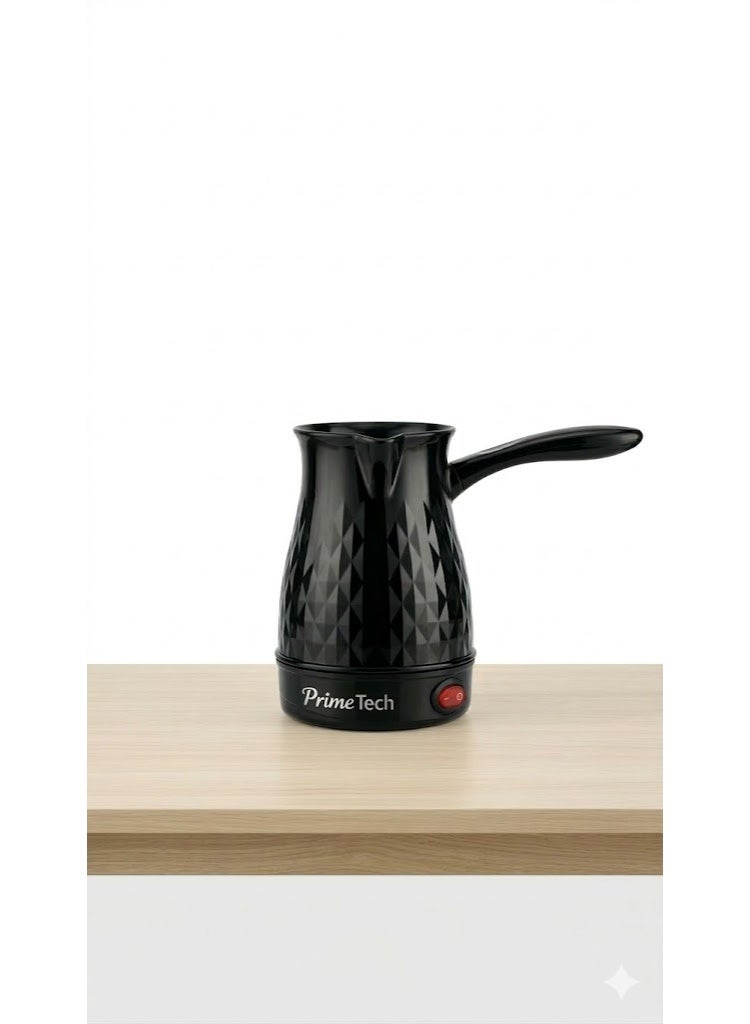 PRIME TECH Electric Turkish Coffee Maker 600W, 600ml Capacity Coffee Pot, Turkish Coffee Machine, Fast Heating Coffee Maker with Heat Resistant Handle for Turkish & Arabic Coffee Black - Image 1