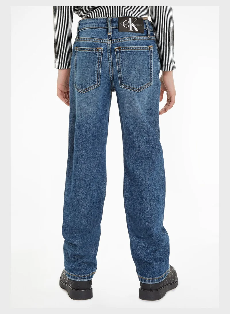 Calvin Klein Jeans Kids Mid Wash Straight Fit Jeans