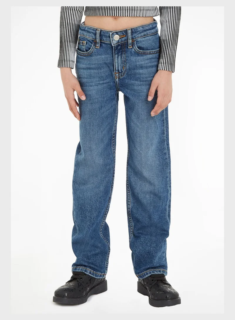 Calvin Klein Jeans Kids Mid Wash Straight Fit Jeans