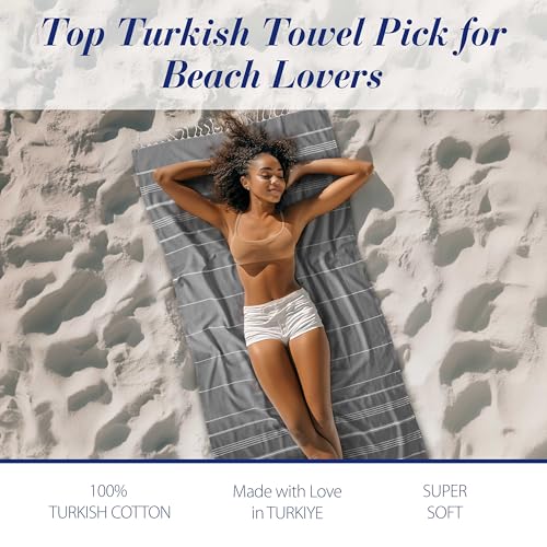 Cacala Lightweight and Thin Turkish Beach Towel 100% Cotton Sand-Free and Quick-Drying Goodness Perfect as an Extra Large Travel Towel, Beach Accessory, or Gift for Beach Lovers, 37 x 70 - Image 3