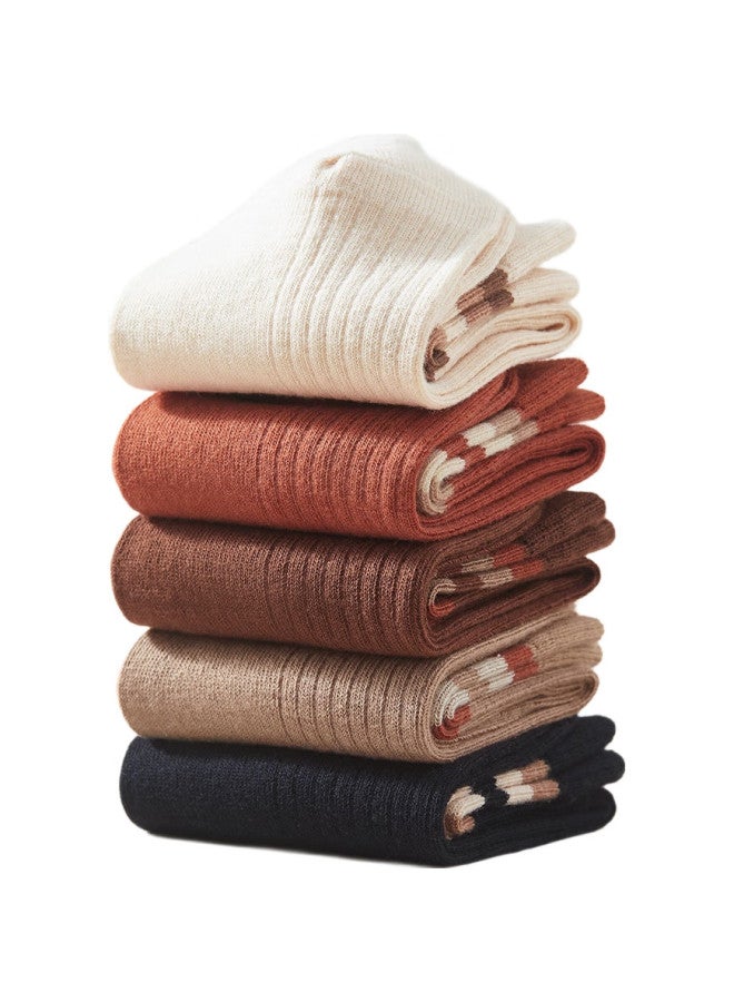 MIIOW Women'S Socks, Spring And Summer Mid-Calf Socks, 100% Pure Cotton Slouch Socks, Antibacterial, Odor-Resistant, Sweat-Absorbing, Versatile, 5 Pairs Per Pack - Image 2