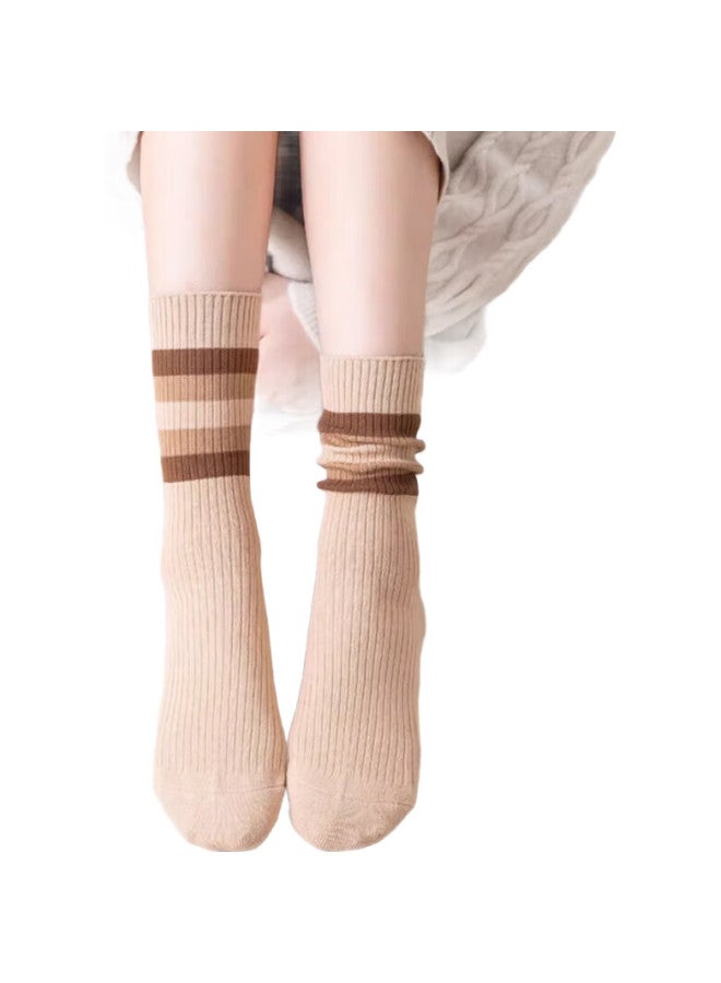 MIIOW Women'S Socks, Spring And Summer Mid-Calf Socks, 100% Pure Cotton Slouch Socks, Antibacterial, Odor-Resistant, Sweat-Absorbing, Versatile, 5 Pairs Per Pack - Image 1