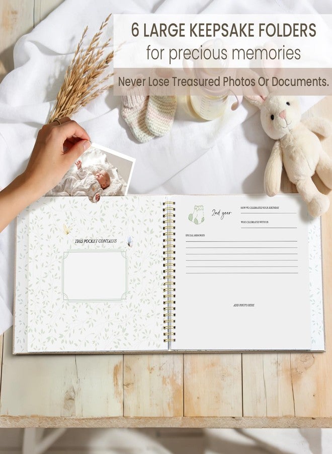Braveriky keepsake Baby Memory Book for Boys and Girls - First 5 Year Baby Book - Monthly Milestone Book - Linen Gender Neutral Journal Scrapbook Photo Album from Birth to Age 5 - Baby Shower & New Mom Gift - Image 2