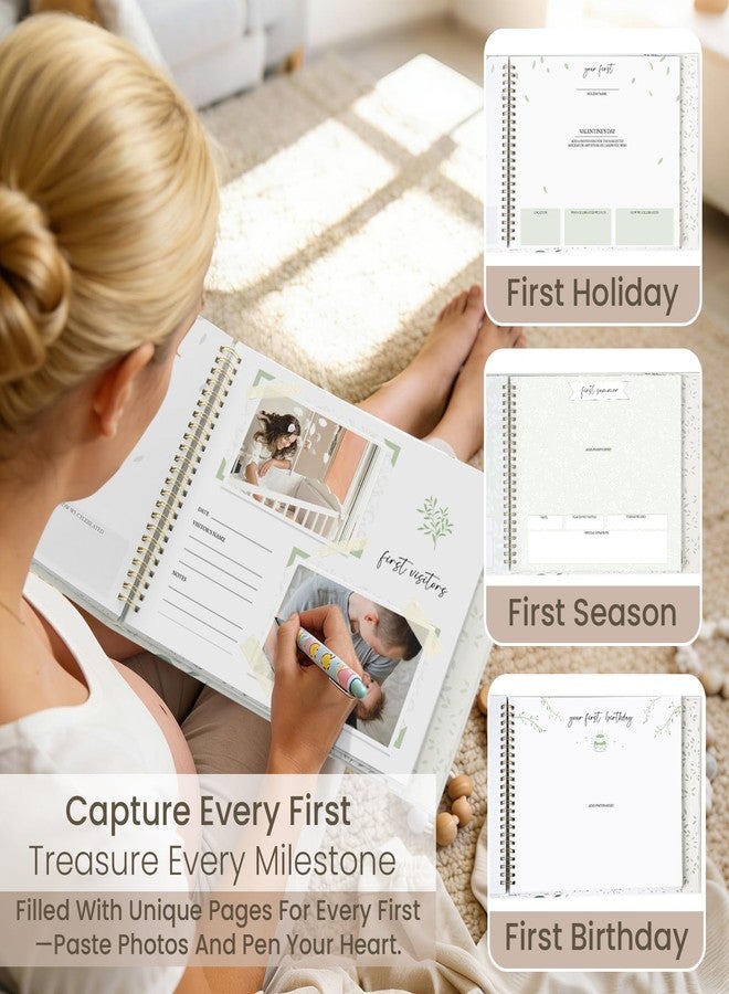 Braveriky keepsake Baby Memory Book for Boys and Girls - First 5 Year Baby Book - Monthly Milestone Book - Linen Gender Neutral Journal Scrapbook Photo Album from Birth to Age 5 - Baby Shower & New Mom Gift - Image 5