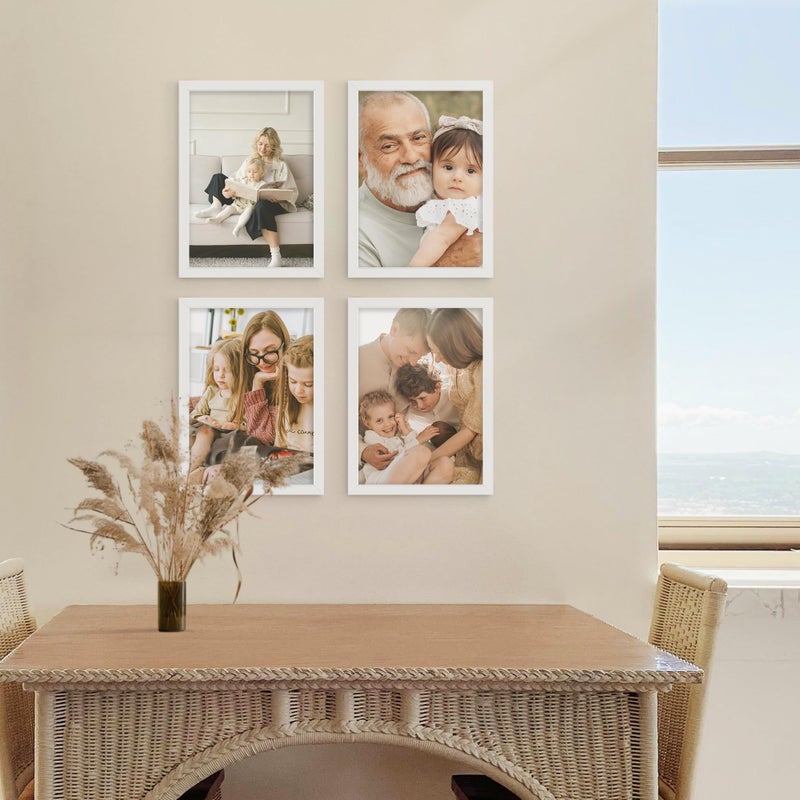 Fisnish A4 Picture Frame White  Classic Poster Frame for 11.7 by 8.3 Photos  Horizontal or Vertical Wall Mounting  1 Pack - Image 2
