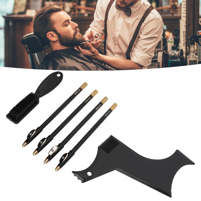 Dpofirs Beard Contour Template And Grooming Set | Stencil Kit With Pencils And Brush For Self Trimming (Black) - Image 4