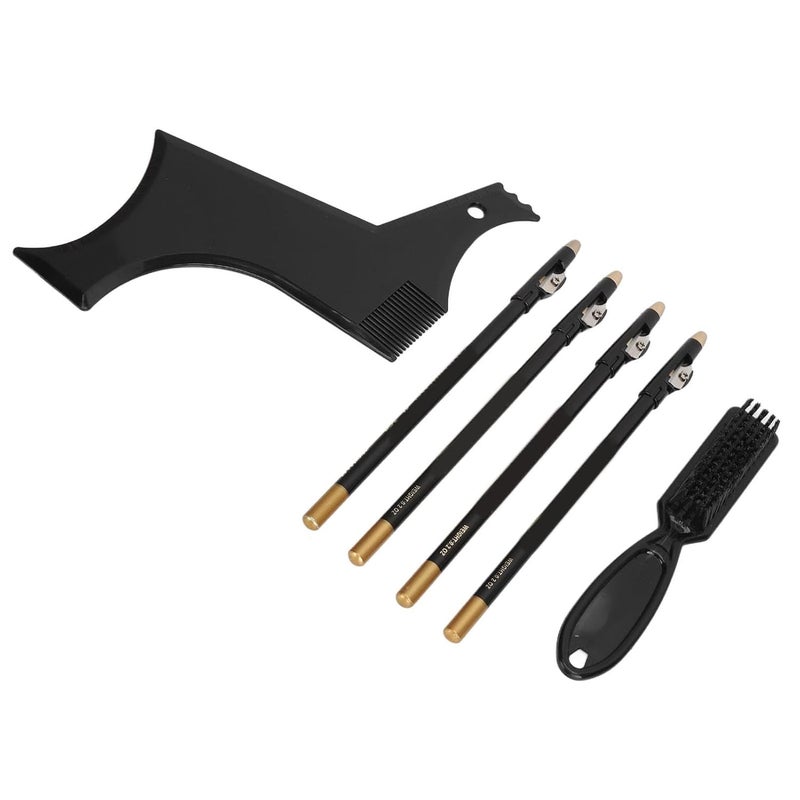 Dpofirs Beard Contour Template And Grooming Set | Stencil Kit With Pencils And Brush For Self Trimming (Black) - Image 1