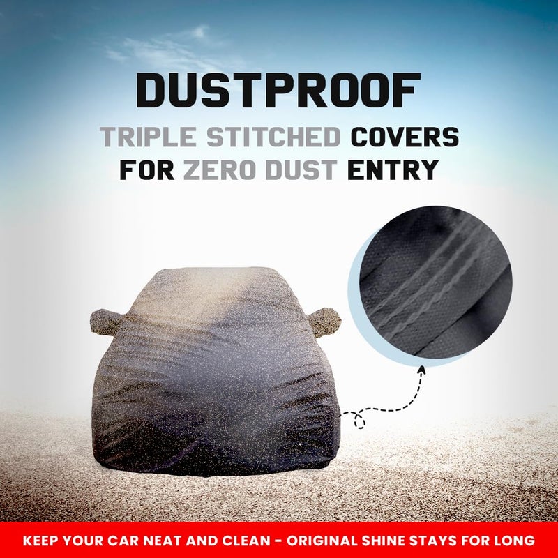 Autofact I20 New Waterproof Car Cover with Mirror Pockets, Grey Color, 4x4 American Matty,Triple Stitched, Compatible with Hyundai I20 New Car Cover (2020 to 2024), I20 New Car Accessories - Image 5