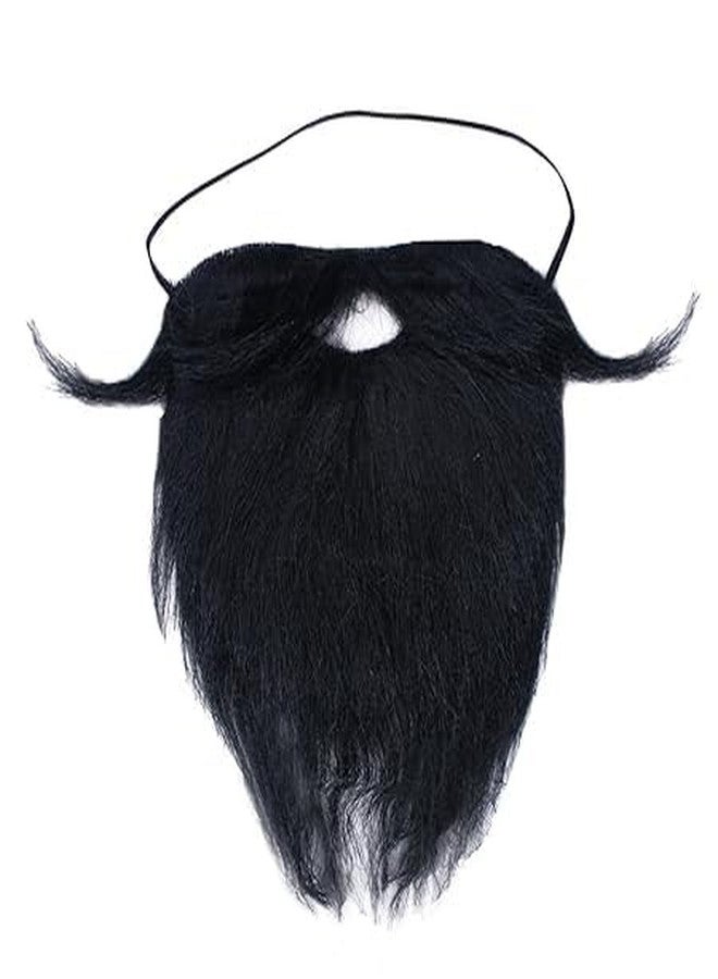 BOXO Synthetic Fake Beard with Elastic Strap Black Mustache For Men Fun Play Casual Outing And More- 1 pcs - Image 1