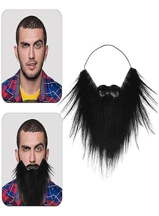 BOXO Synthetic Fake Beard with Elastic Strap Black Mustache For Men Fun Play Casual Outing And More- 1 pcs - Image 5