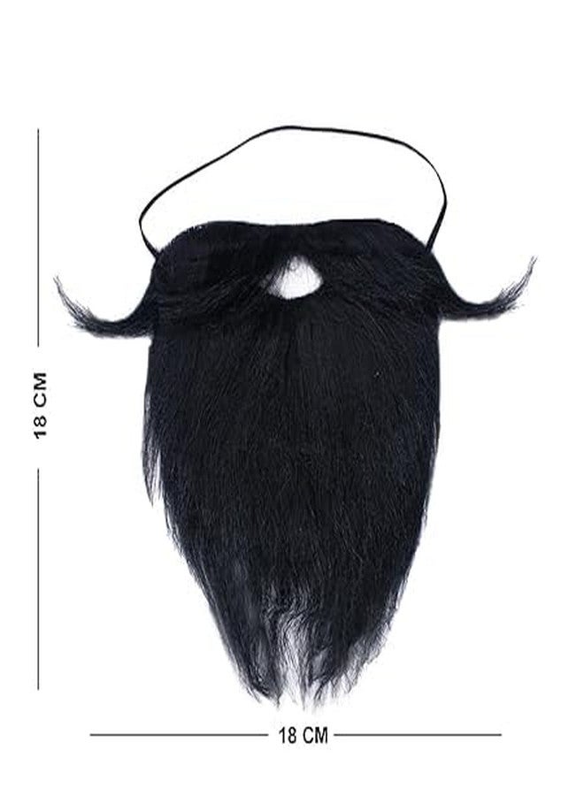 BOXO Synthetic Fake Beard with Elastic Strap Black Mustache For Men Fun Play Casual Outing And More- 1 pcs - Image 2