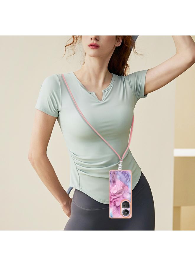 اس-توب جراب لهاتف OPPO Reno10 Pro 5G Global Electric Marble ثنائي الجانب IMD مع حبل تعليق - Image 4