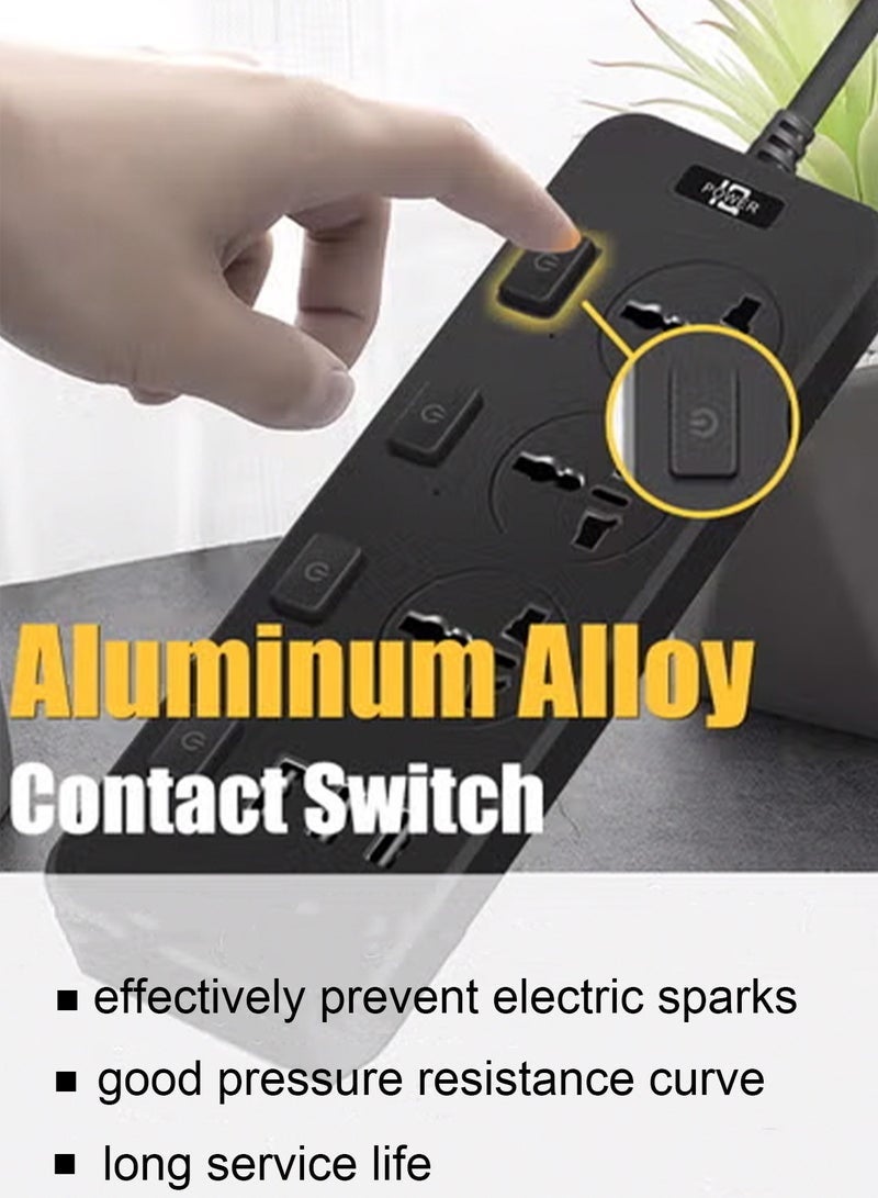 Bukela Power Strip  Contact with 3 traditional sockets Multiple USB Plug Socket For Phone Charging 2m Extension Cable - Image 3