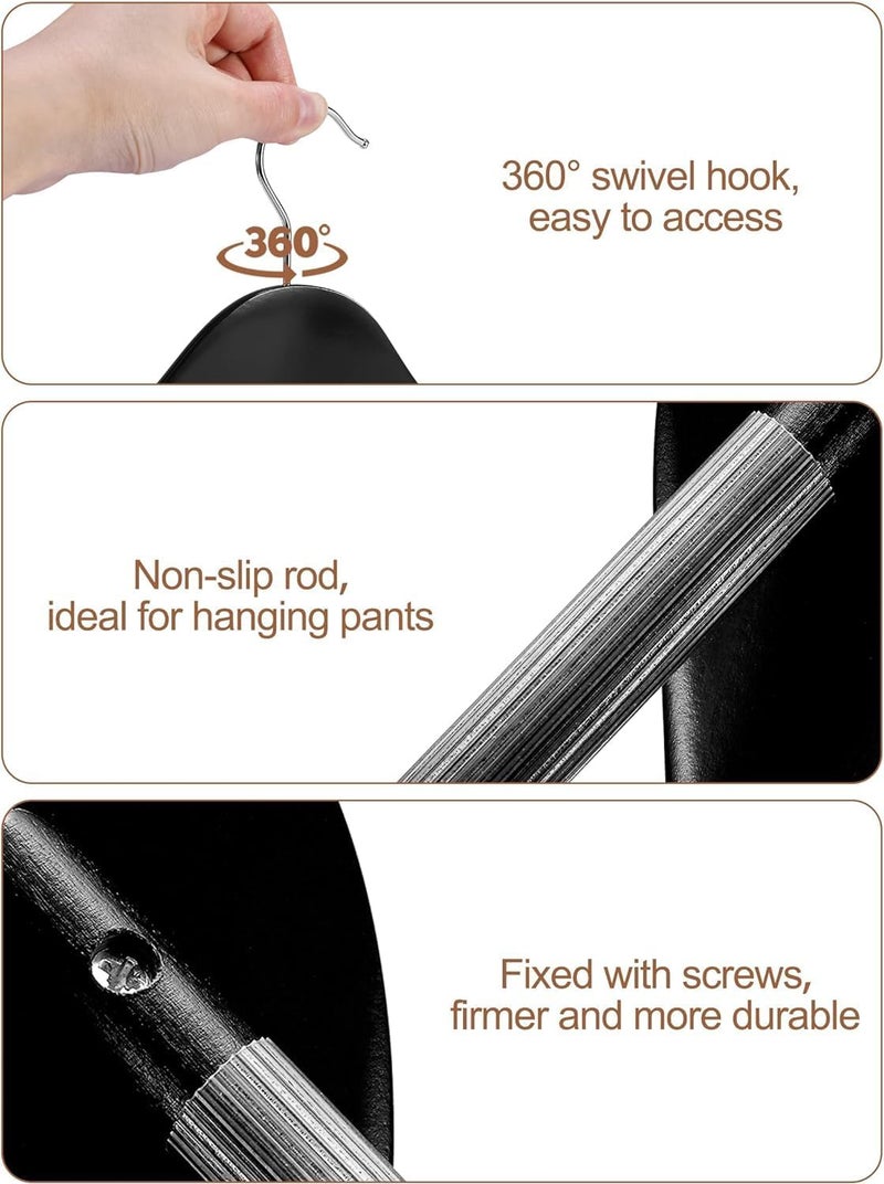 HOUSE DAY 4-Pack High-Grade Suit Hangers, Black Wide Shoulder Wooden Hangers with Non Slip Pants Bar,Smooth Finish 360°Swivel Hook Solid Wood Coat Hangers for Dress, Jacket, Heavy Clothes Hanger All space matching look - Image 3