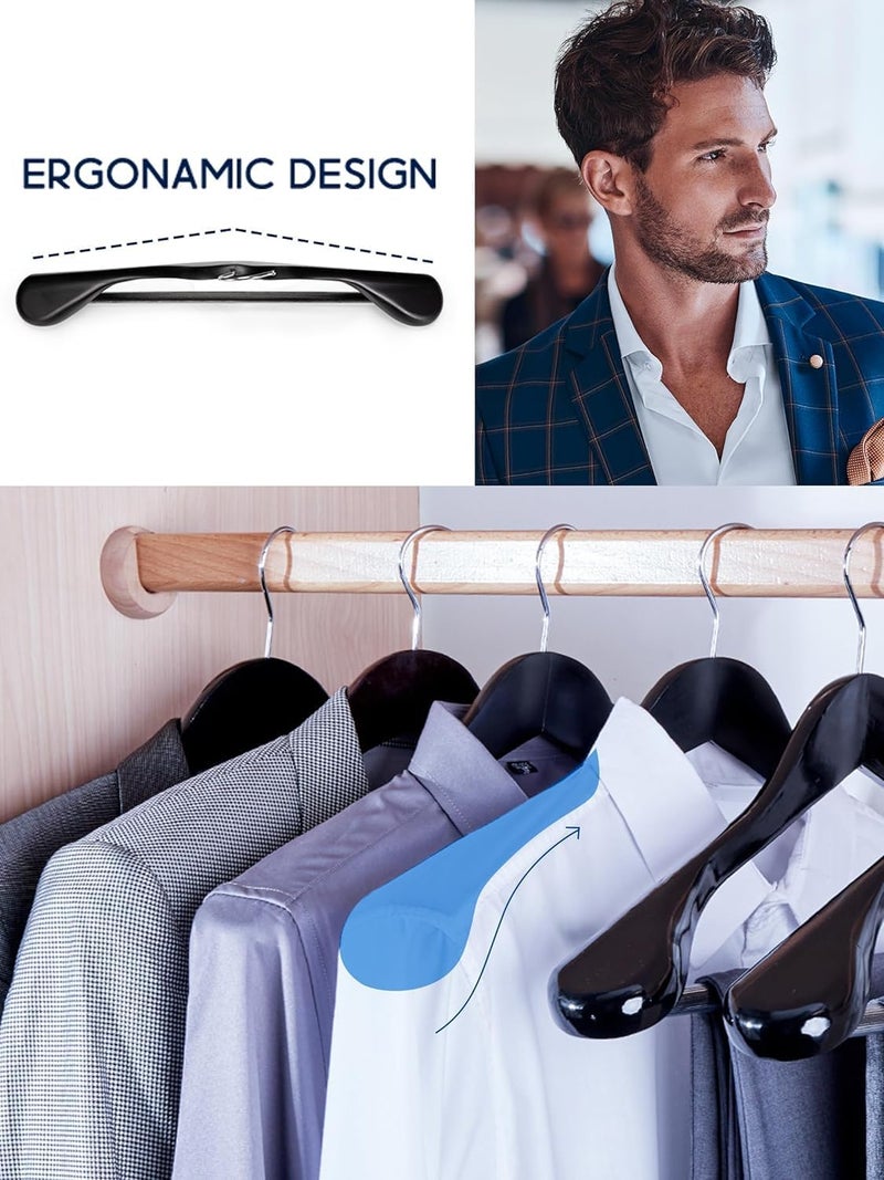 HOUSE DAY 4-Pack High-Grade Suit Hangers, Black Wide Shoulder Wooden Hangers with Non Slip Pants Bar,Smooth Finish 360°Swivel Hook Solid Wood Coat Hangers for Dress, Jacket, Heavy Clothes Hanger All space matching look - Image 4