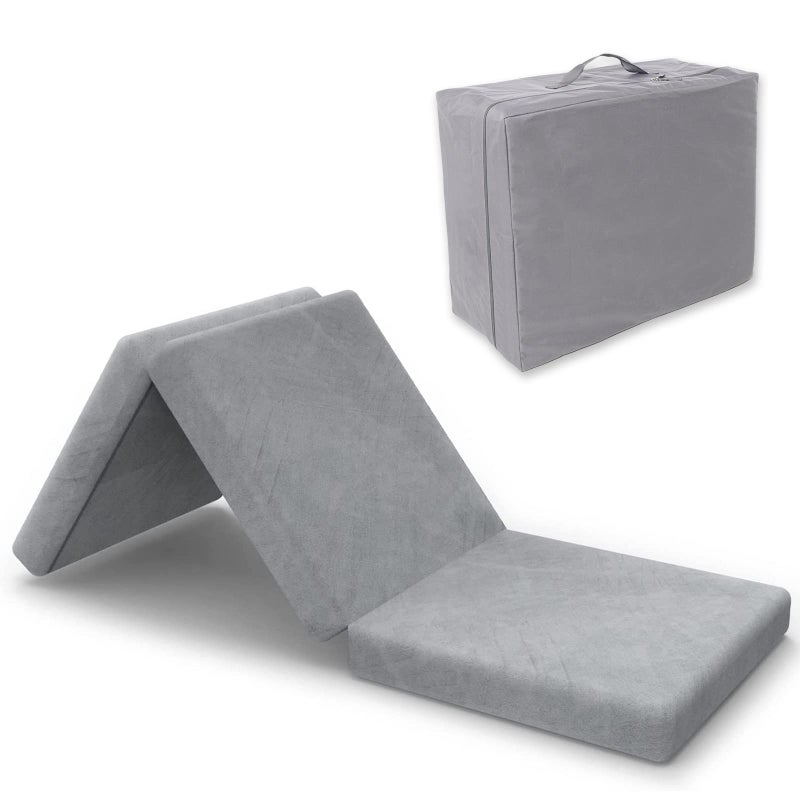 SINWEEK Tri Folding Mattress Foam Topper 4 Thickness Floor Cot Mattress Guset Bed with RemovableMachine Washable Cover and Lining CertiPURUS Certified 25 x 75 Inch