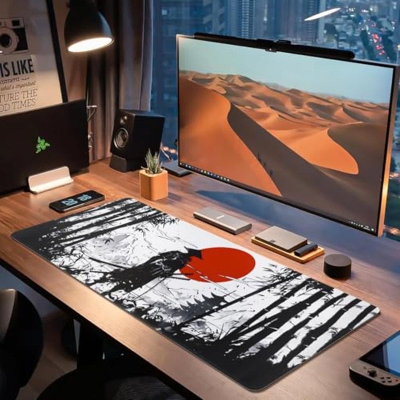 لوحة ماوس ألعاب كبيرة مقاس 800 × 300 × 3 مم مقاس XL، حصيرة مكتب ممتدة، حصيرة ماوس يابانية، لوحة ماوس لوحة مفاتيح للألعاب، لوحة مكتب كبيرة مع قاعدة غير قابلة للانزلاق وحافة مخيطة للمكتب/الألعاب - Image 5