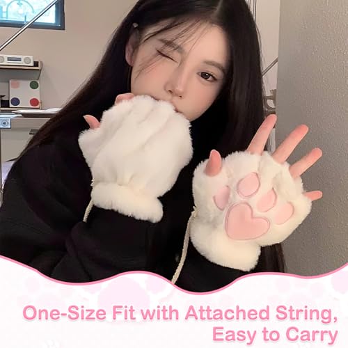 TecoKart® Cat Paw Gloves Soft Plush Warm Comfort for Women Cute Design | Fingerless | Winter Gloves | Cat Lover | Soft & Comfortable Fabric - Image 5