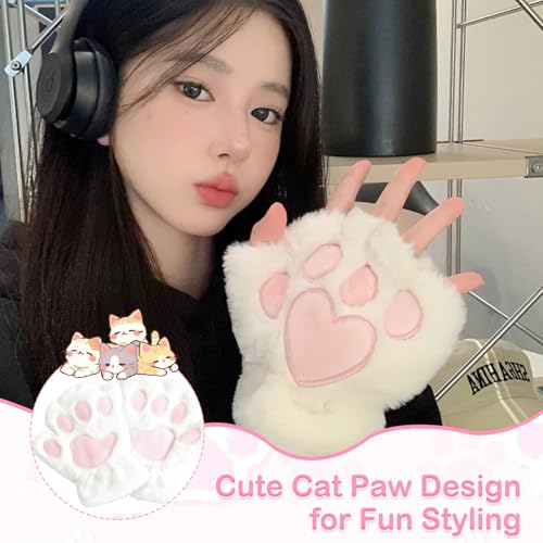 TecoKart® Cat Paw Gloves Soft Plush Warm Comfort for Women Cute Design | Fingerless | Winter Gloves | Cat Lover | Soft & Comfortable Fabric - Image 4