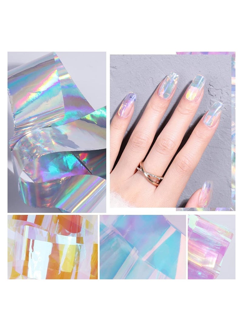 Nail Foil Transfer Sticker， 15 Rolls Metallic Color Holographic Nail Foil Transfer Sticker for Women DIY Manicure Nail Decoration - Image 5