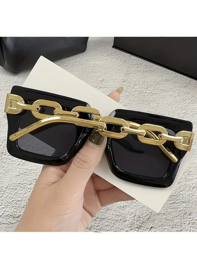 SCENT HOUSE 2pcs Luxury Oversized Fashion Glasses for Women Large Square Fashion Eyeglasses (Includes eyeglass case),sunglasses - Image 5