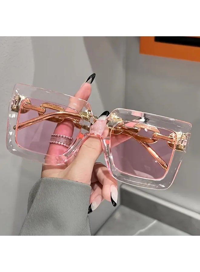 SCENT HOUSE 2pcs Luxury Oversized Fashion Glasses for Women Large Square Fashion Eyeglasses (Includes eyeglass case),sunglasses - Image 4