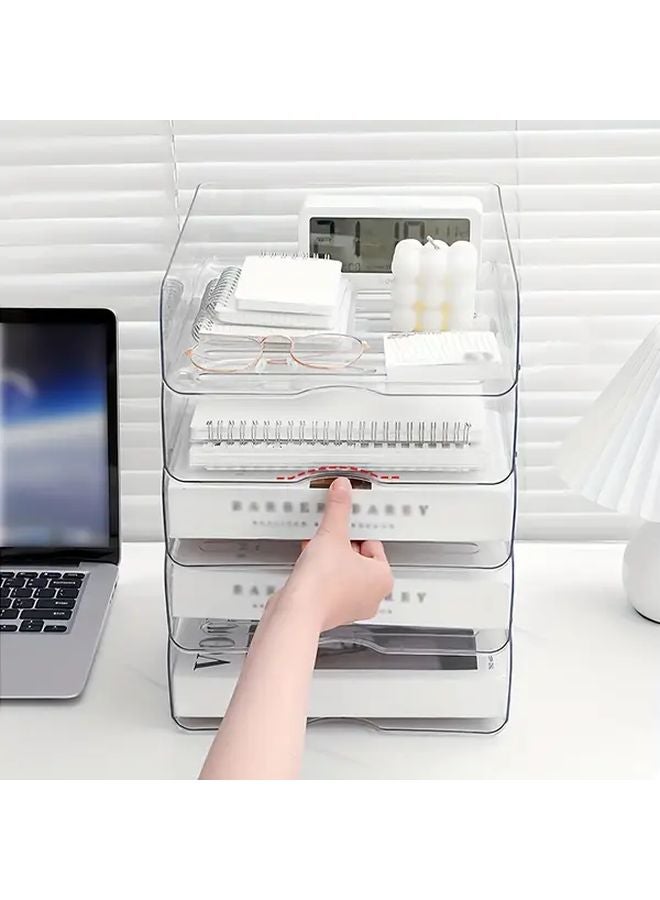 4 قطع منظم وثائق A4 كبير السعة قابل للتكديس شفاف حامل توفير المساحة رف - Image 3