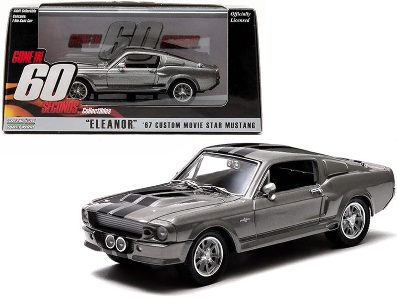 GreenLight Collectibles Gone in Sixty Seconds 1967 Ford Mustang Eleanor 1/43 Scale Diecast Model Car Gray - Image 2