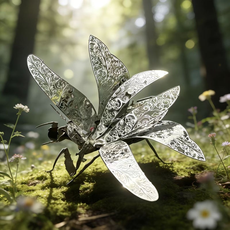 Silvery Mantis 3D Metal Jigsaw Puzzle Kit Diy Assembly Toy Home Decoration Gift - Image 4