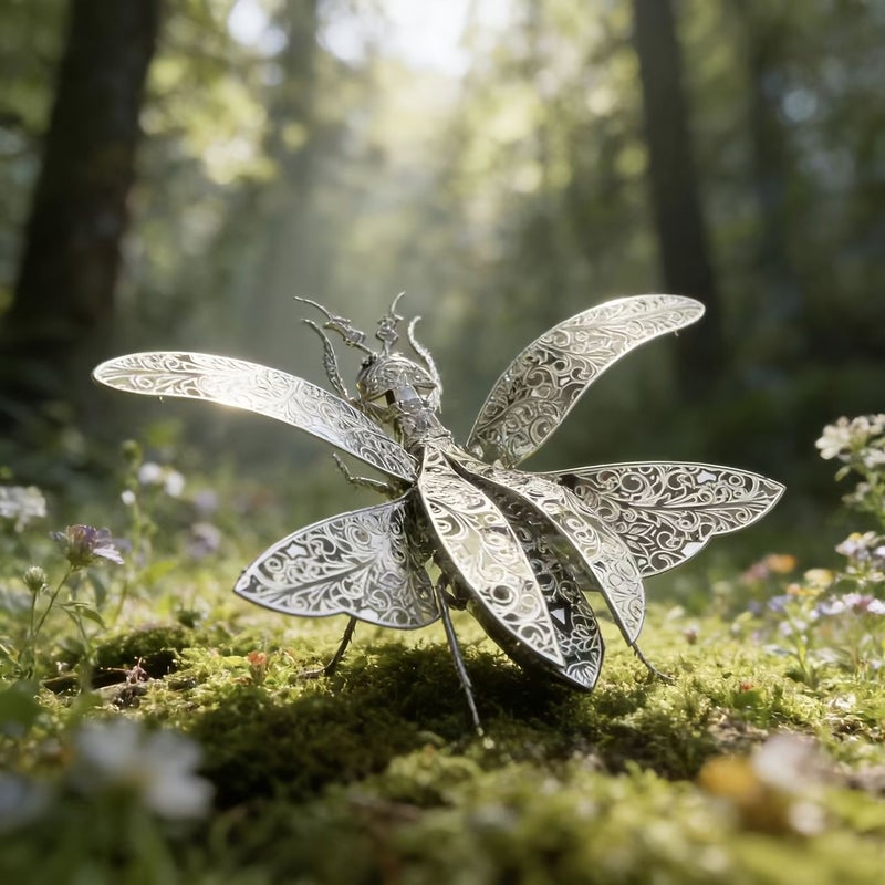Silvery Mantis 3D Metal Jigsaw Puzzle Kit Diy Assembly Toy Home Decoration Gift - Image 3