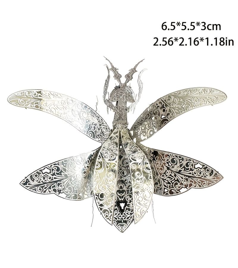 Silvery Mantis 3D Metal Jigsaw Puzzle Kit Diy Assembly Toy Home Decoration Gift - Image 2