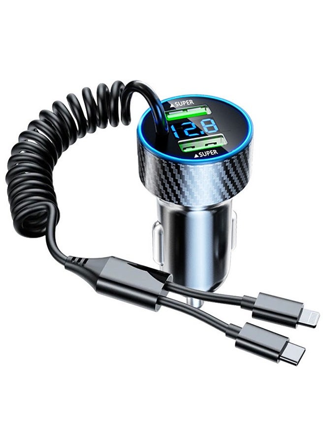 FUNCOT Fast Car Charger Adapter, Charger with Type C and IPhone Cable, Dual USB Ports for Fast Charging  - Image 1