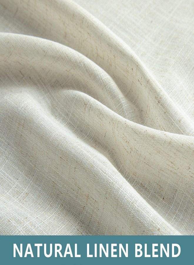 KOUFALL ستائر كتان ريفية - طول 84 بوصة، طقم من لوحتين، حلقات علوية، شفافة جزئياً، ستائر ريفية بوهيمية لتصفية الضوء، مناسبة لغرفة المعيشة، غرفة النوم، غرفة الأطفال، 52 × 84 بوصة، لون كريمي محايد - Image 5