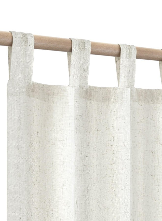 KOUFALL ستائر كتان ريفية - طول 84 بوصة، طقم من لوحتين، حلقات علوية، شفافة جزئياً، ستائر ريفية بوهيمية لتصفية الضوء، مناسبة لغرفة المعيشة، غرفة النوم، غرفة الأطفال، 52 × 84 بوصة، لون كريمي محايد - Image 1