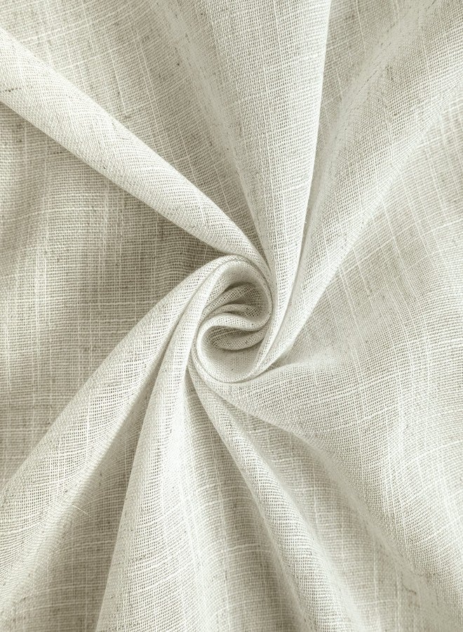 KOUFALL ستائر كتان ريفية - طول 84 بوصة، طقم من لوحتين، حلقات علوية، شفافة جزئياً، ستائر ريفية بوهيمية لتصفية الضوء، مناسبة لغرفة المعيشة، غرفة النوم، غرفة الأطفال، 52 × 84 بوصة، لون كريمي محايد - Image 3