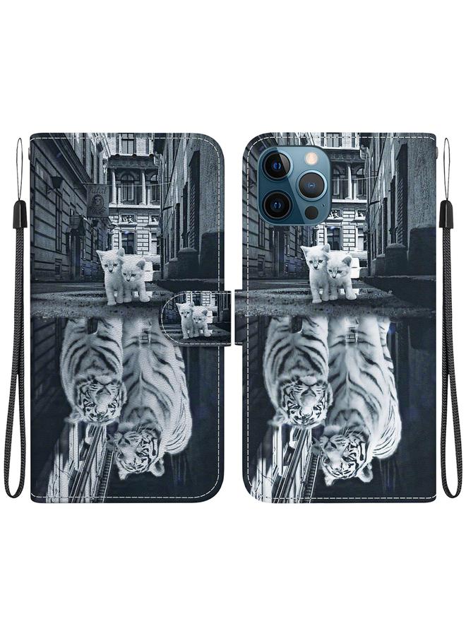 اس-توب جراب هاتف جلدي برسومات ملونة وملمس كريستالي لهاتف iPhone 12 Pro Max - Image 1