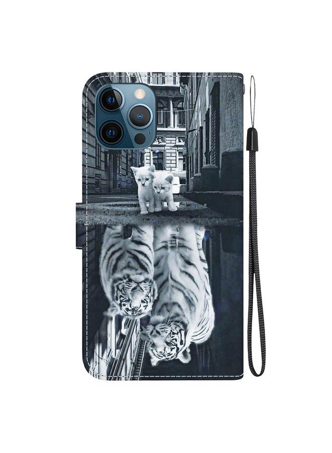 اس-توب جراب هاتف جلدي برسومات ملونة وملمس كريستالي لهاتف iPhone 12 Pro Max - Image 3