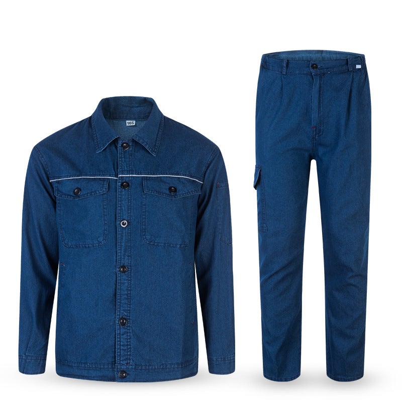 Summer Denim long sleeve welding electrician welder thin breathable labor protection clothing overalls suit mens top pants 5055 suit 