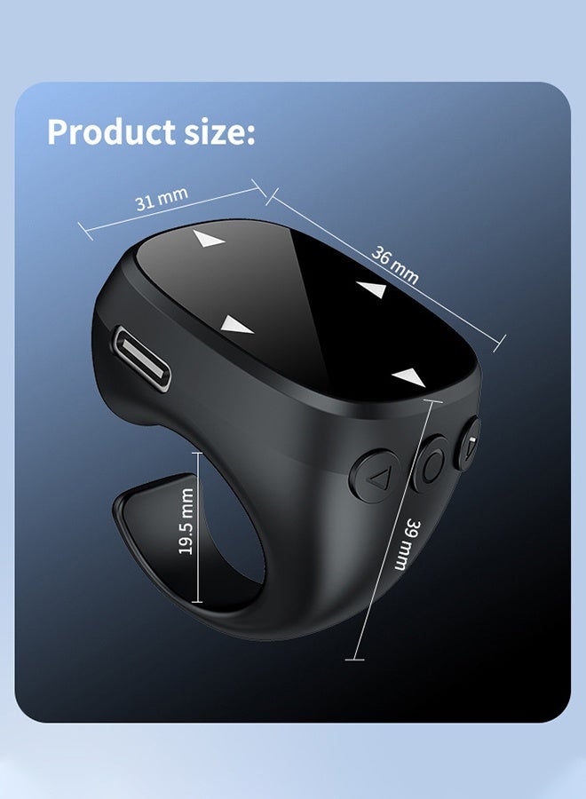 Wffo Bluetooth Scroll Ring Remote Control - for iPhone/Android/PC,Remote Control for Camera/Video Recording/Kindle App - Touch Screen Wireless Page Turner and Multimedia Controller - Convenient Fingertip Wireless Bluetooth Remote Control (Black) - Image 2