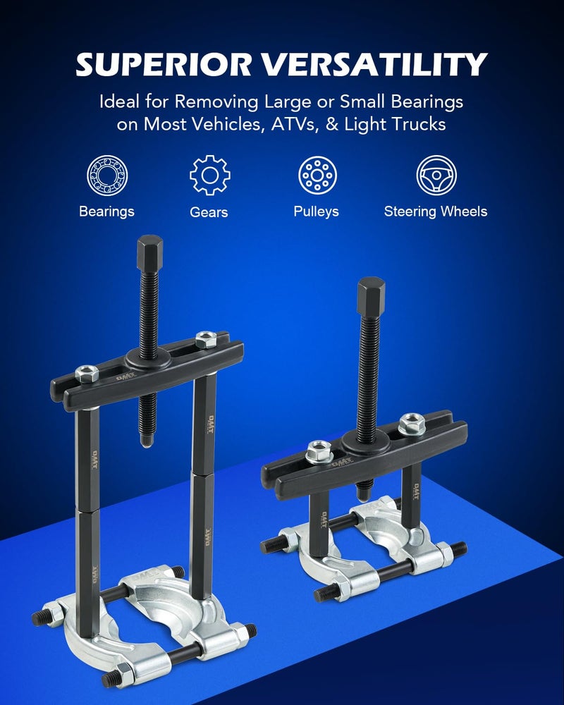 Orion Motor Tech Bearing Puller Set, 5 Ton Capacity Bearing Separator, Pinion Wheel Bearing Removal Kit with 2" and 3" Jaws, Wheel Hub Axle Puller Set, Heavy Duty Bearing Splitter Tool Kit - Image 3