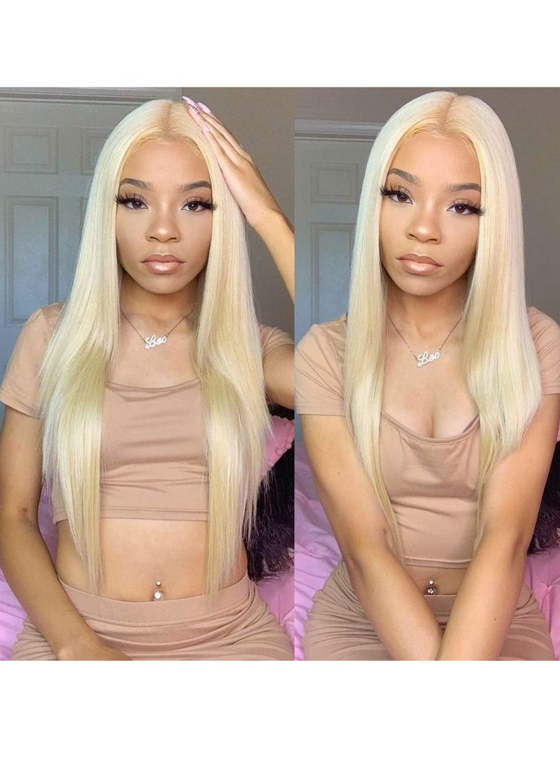 إستيل شعر مستعار أمامي من الدانتيل الأشقر الفاتح أنيق للنساء ، شعر مستعار صناعي طويل مموج 20 بوصة أشقر - Image 5