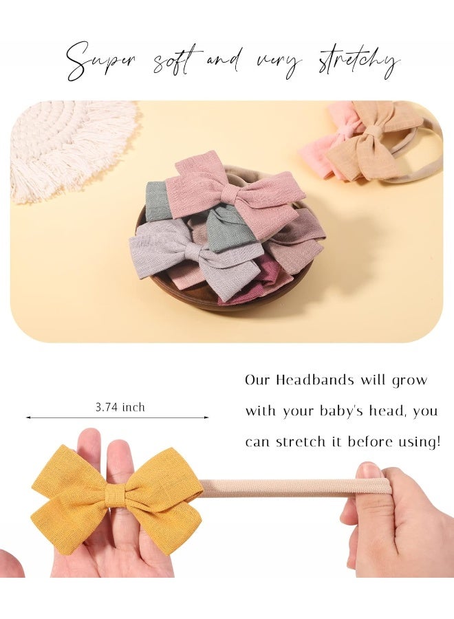 jollybows Jollybows 40pcs Baby Girls Nylon Hair Bows Headbands Linen Hair Bands Elastic Hair Accessories for Kids Infants Newborn  - Image 2