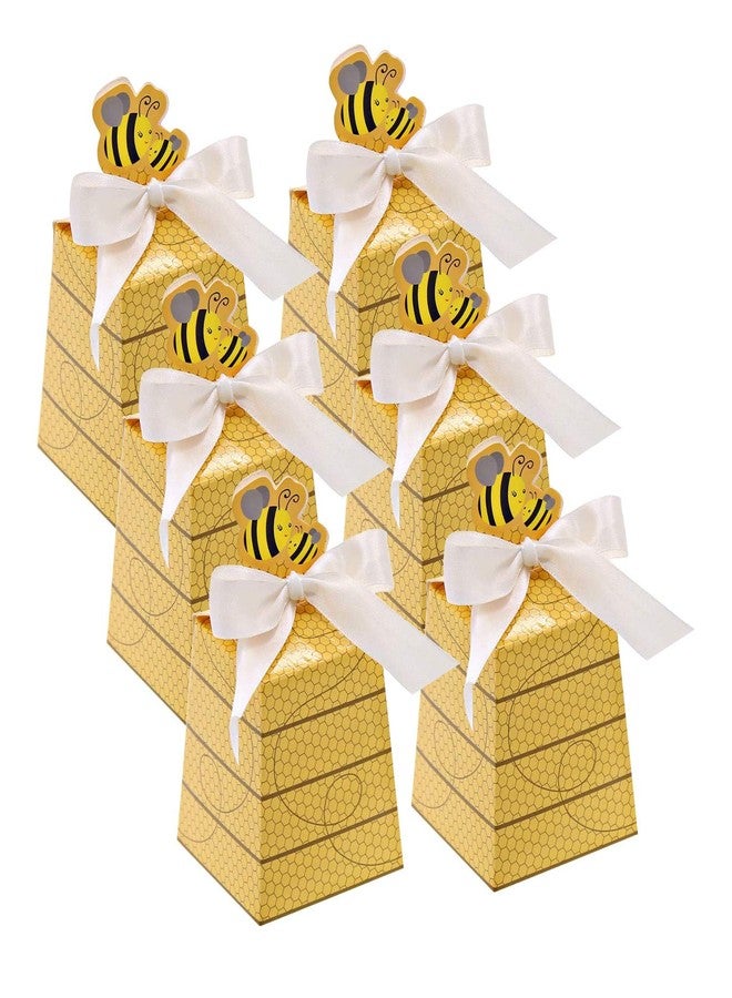 Cyblinia 50 Pack Bee Party Favor Boxes Treat Boxes Paper Beehive Gift Box for Birthday Party Supplies - Image 1