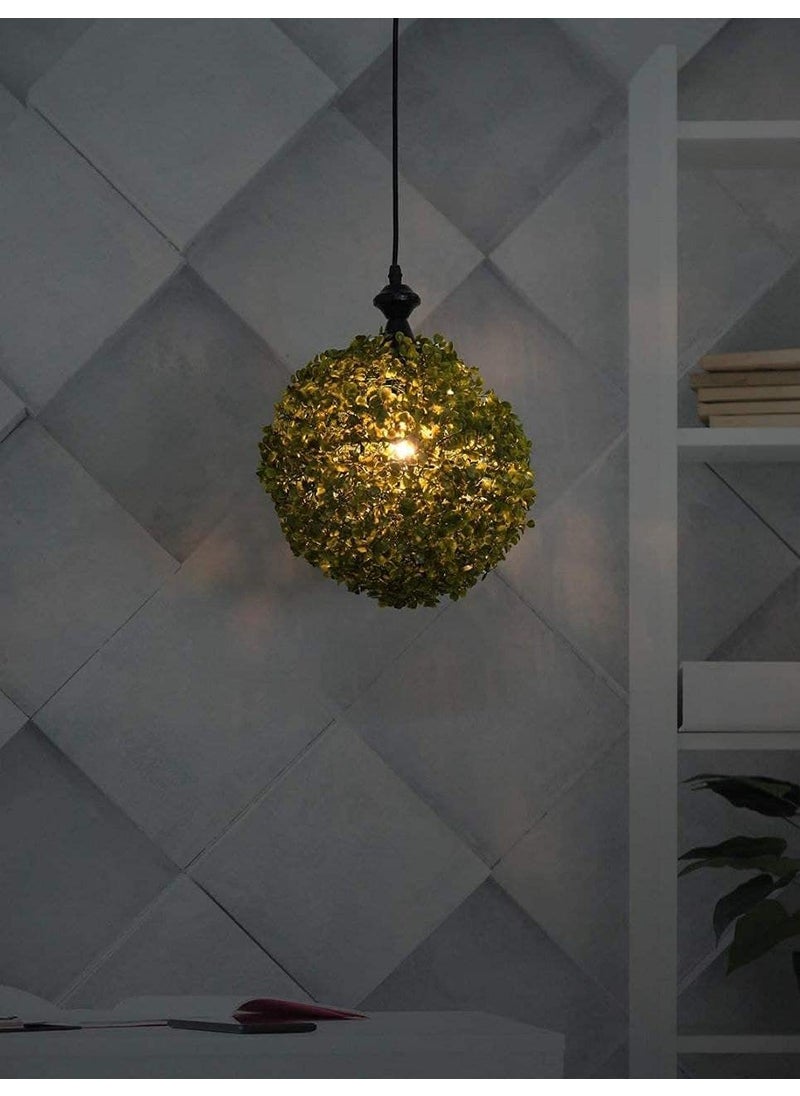 TripleSix TripleSix Faux Green Grass Ball Topiary Hanging Pendant Light Full Set Bulb are Included  - Image 2