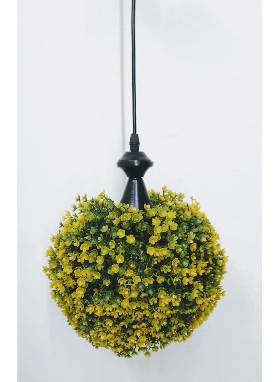 TripleSix TripleSix Faux Green Grass Ball Topiary Hanging Pendant Light Full Set Bulb are Included  - Image 1
